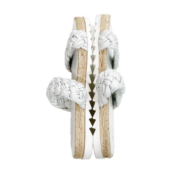 MARC FISHER Jamie Slip On Woven Leather Flat Espadrille Sandals - Picture 5 of 8